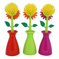 ANGELA 1 Piece of Sunflower Flower Styling Pot Brush - Vase Design Multifunctional Creative Kitchen Dishwashing Bathroom Cleaning Tool -9.82.8 Inch Random Color