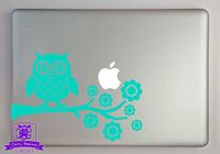 Overly Attached Decals Owl on Tree Branch Vinyl Decal Sized to Fit A 13" Laptop - Mint