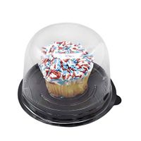 100 pcs of Food Safe Round Clear Lid W/Black Base Cupcake Pods