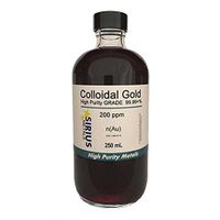 99.99+% Pure True Colloidal Gold – 250 mL of 200 ppm in Clear Glass Bottle w/phenolic Cap