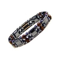 Accents Kingdom Men's Magnetic Dual Strand Tiger's Eyes Bracelet, 8.0"
