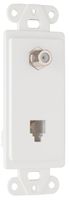 Legrand - Pass & Seymour 26TELTVWCC10, Combination f type coaxial connector and four conductor RJ11 telephone jack, White.
