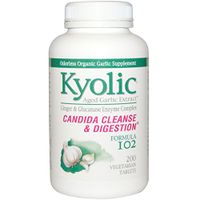 Wakunaga - Kyolic, Formula 102, Aged Garlic Extract, Candida Cleanse & Digestion, 200 Veggie Tabs - 2pc