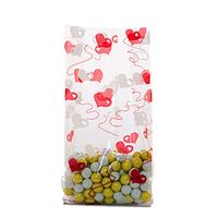25ct. Valentine"Heart Strings" 4x2x9" Medium Cello Cellophane Treat Food Snack Bags ngKE -1631