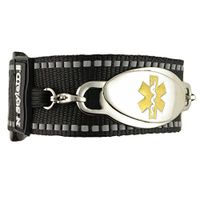 Waterproof Medical Alert ID Bracelet - Custom Engraving Included - Active, Sports (Black Bracelet + Gold Tag, M Fits 6.0" to 6.5" Wrist)