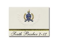 Signature Announcements South Barber 7-12 (Kiowa, KS) Graduation Announcements, Presidential style, Elite package of 25 with Gold & Blue Metallic Foil seal