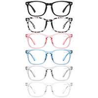 Blue Light Blocking Glasses - 6 Pack Fashion Square Fake Eyeglasses, Anti UV Ray Computer Gaming Glasses, Blue Blockers Glasses for Women/Men