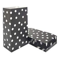 100 PCS Paper Party Favor Bags Black Polka dot Paper Lunch Bags for Kid’s Birthday Wedding Party Supplies by ADIDO EVA (5.1 x 3.1 x 9.4 in Black)