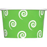 [50 Count] Green Paper Ice Cream Cups - 4 oz Swirls And Twirls Dessert Bowls - Comes In Many Colors & Sizes! Frozen Dessert Supplies