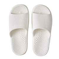 Deerway Acupressure Massage Slippers Therapeutic Reflexology Sandals for Foot Acupoint Massage Shiatsu Arch Pain Relief Non-Slip Massage Shoes for Bath Shower (7-7.5 W US Women/6-6.5 W US Men, White)