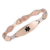 linnalove Free Engraving Rose Gold Medical id Bracelet for Women(8.5)