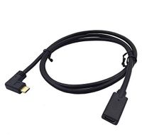 Kework 1.97ft USB 3.1 Type C Extension Cable, 90 Degree Angle Left & Right USB 3.1 Type C Male to Female Sync Charging and Data Transfer Cable Cord, Gold Plated Ends (Left & Right - FM)
