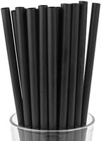 Made in USA Pack of 250 Jumbo Black (10" X 0.28") Individually Wrapped Plastic Smoothie Drinking Straws (FDA-approved, Non-toxic, BPA-free)