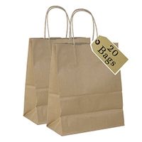 Incredible Packaging- 8" x 5" x 10" Brown Kraft Paper Bags with Handles for Shopping, Retail and Merchandise. Strong and Reusable - 80 Paper Thickness (Brown, 20 Bags)