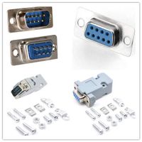 RS232 Parallel Serial Port DB9, Solder Type Connectors, 9 Pin D Sub Male/Female Solder Connector(10 Male + 10 Female), 20Set Gray Plastic Hoods Complete Set