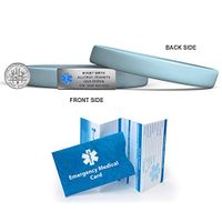 MedicBand Medical Alert ID Bracelet - Light Blue (sm). Free Engraving. 8 Vibrant Colors! Free Shipping.