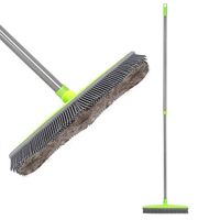 Rubber Broom Pet Hair Lint Removal Device Telescopic Bristles Magic Clean Sweeper Squeegee Scratch Bristle Long Push Broom Indoor & Outdoor Use