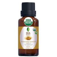 SVA Organics Frankincense Sacra (Sacred) Oil 10 Ml USDA Certified Organic 100% Pure & Natural, Authentic & Premium Therapeutic Grade Oil for Aromatherapy, Skin Care, Hair Care & Scalp Massage