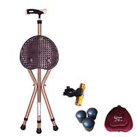 Folding Cane Seat 200kg Capacity Thick Aluminum Alloy Cane Stool Crutch Chair Seat 3 Legs Cane Seats Highly Adjustable Walking Stick Tall Unisex for Elderly Brown