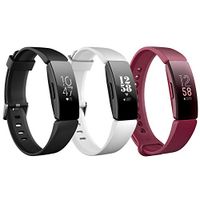 Goseth Compatible with Fitbit Inspire HR/Inspire Bands, Silicone Accessories Sports Wristband for Fitbit Inspire HR(Large, Black&White&Sangria)