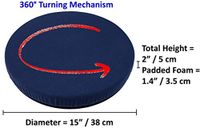 ObboMed SS-2750N 360°Rotation Compact Portable Swivel Padded Seat Cushion with Non-Skid Plastic ABS Base, Washable Velour Cover, Easy Movement for Back Hip Tailbone Pain Size 15” x 2”, (Navy Blue)