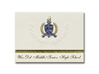 Signature Announcements Wes-Del Middle/Senior High School (Gaston, IN) Graduation Announcements, Presidential style, Basic package of 25 with Gold & Blue Metallic Foil seal