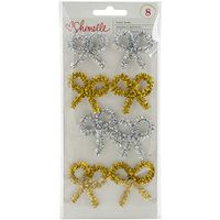 Shimelle Christmas Magic Tinsel Bows Gold Silver (3 Pack)