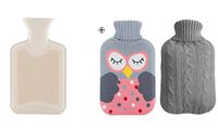 Happy Lily 2 Liter Classic Rubber Hot Water Bottle with 2 Knit Covers, White- Best Gift for Christmas