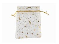 QIANHAILIZZ 100 Moon Star Organza Jewelry Gift Pouch Candy Pouch Drawstring Wedding Favor Bags (white, 7 x 9 inch)