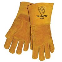 Brown 14" Reverse Grain Pigskin Cotton/Foam Lined Welders Gloves With Welted Fingers And Para-aramid synthetic fiber Stitching (Carded)