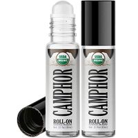 Organic Camphor Roll On Essential Oil Rollerball (2 Pack - USDA Certified Organic) Pre-diluted with Glass Roller Ball for Aromatherapy, Kids, Children, Adults Topical Skin Application - 10ml Bottle