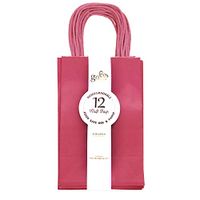 12CT Small HOT Pink Biodegradable, Food Safe Ink & Paper, Premium Quality Paper (Sturdy & Thicker), Kraft Bag with Colored Sturdy Handle