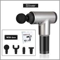 Muscle Massager Gun, Deep Tissue Massager, Hand-held Electric Percussion Massager for Pain Relief, Professional Mode Massage with 4 Massage Head, Wireless Portable Strong Massage Gun (Silver)