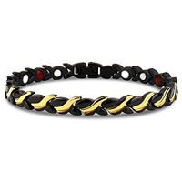PINGMAI [Bangle], Ladies Titanium Steel Magnetic Therapy Bracelet, Black + Gold