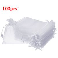 Boshen 100/200PCS Organza Gift Candy Sheer Bags Mesh Jewelry Pouches Drawstring Bulk for Wedding Party Favors Festival Christmas Valentine's Day 3"x4" 4"x6" 5"x7"(3" X 4"(100PCS), White)