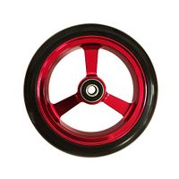 RIANTWHEEL, 5.0 X 1.0 inch, Solid, PU Wheels, Wheelchair Casters, Aluminum Rim, one Pair (Red)