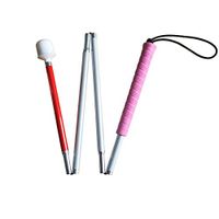 Aluminum Mobility Folding White Cane for Vision Impaired and Blind People (Folds Down 4 Sections) (115 cm (45.3 inch), Pink Handle)