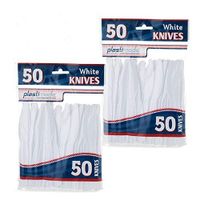 [100 White Knives] Plastimade Disposable Heavy Duty Plastic Cutlery,Great for Every Day Use, Home, Office, Party, Picnics, or Outdoor Events,