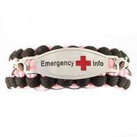 Paracord Survival Bracelet | Free Engraving Medical Alert ID Bracelet | Perfect for Runners, Cyclists, Athletes | Outdoor Hiking, Camping | Multiple Size Options | Emergency, Glow Pink - Size 9"