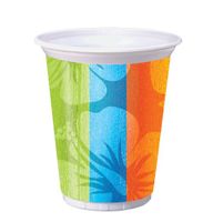 Creative Converting 8 Count Plastic Cups, 16-Ounce, Luau Aloha Summer Hibiscus Flower