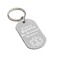 My Identity Doctor - Custom Engraved Delete My Browser History Dog Tag Keychain, LOL Gift, Geeky Gadget, Silver Aluminum