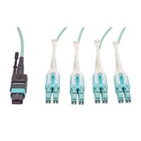 TRIPP LITE 3-Feet Fan-Out Cable Push/Pull Tab MTP/MPO to 8 x LC 40Gbase OM3 Plenum Aqua