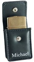 Personalized Visol Black Leather Belted Square Lighter Pouch with Free Laser Engraving
