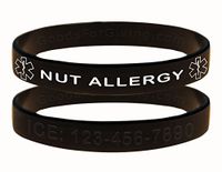 Custom Nut Allergy ID Bracelet Wristbands - 2 Pack - Black - 6 Inches - Toddler