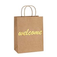 BagDream Brown Kraft Paper Welcome Gift Bags Bulk with Handles 25Pcs 8x4.25x10.5 Inches Shopping Gifts Wedding Bags, Good for Packaging, Retail, Party, Craft, Recycled, Goody and Merchandise Bags