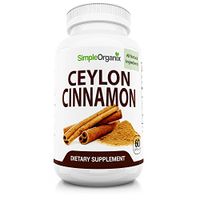 Natural and Organic Ceylon Cinnamon Supplement by Simple Organix - "True Cinnamon" from Sri Lanka to Support Balanced Blood Sugar Levels, Heart Health, Weight Loss & More - 1200mg - 60 Veggie Capsules