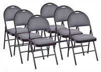 Folding Chair & Stool, Set of 6 Folding Fabric Upholstered Metal Chairs