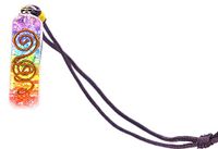 Jet Energized Authentic Rainbow Double Coil Orgone Pendant 2.5 inch Approx. Gemstone Chakra Balancing Love Gift Healing Energy Progress Prosperity w/Chord Pouch