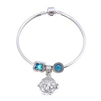 Vintage Sunflower Cage Essential Oil Diffuser Bracelet Sapphire Aromatherapy Butterfly Crystal Locket Bangle