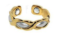 Magnetic Adjustable Ring in Beatiful Goldtone and with Silvertone Rain Drops